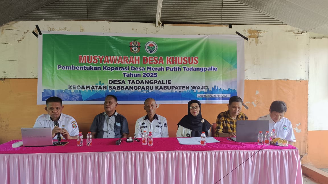 Koperasi Merah Putih Resmi Dibentuk di Desa Tadangpalie